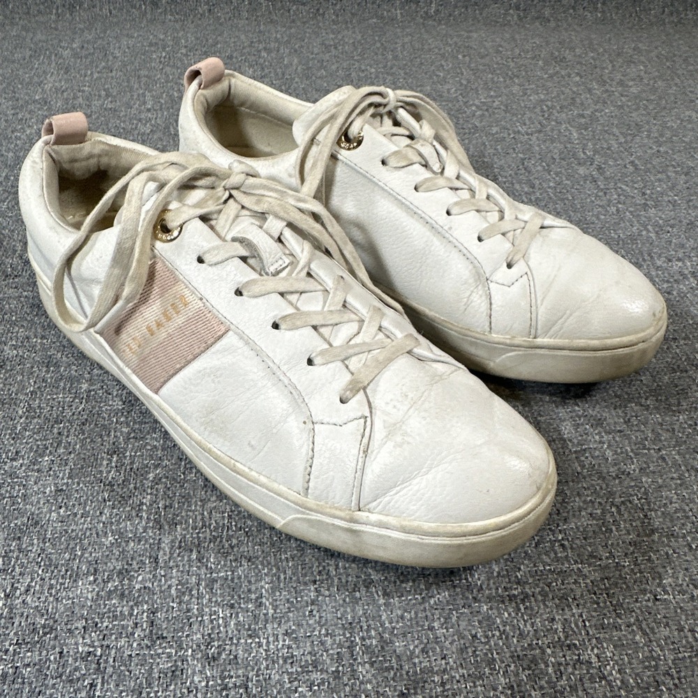 Ted Baker‎ "Bailey Icon" Women's Classic Leather Tennis Shoe (Pink-White) Size 8